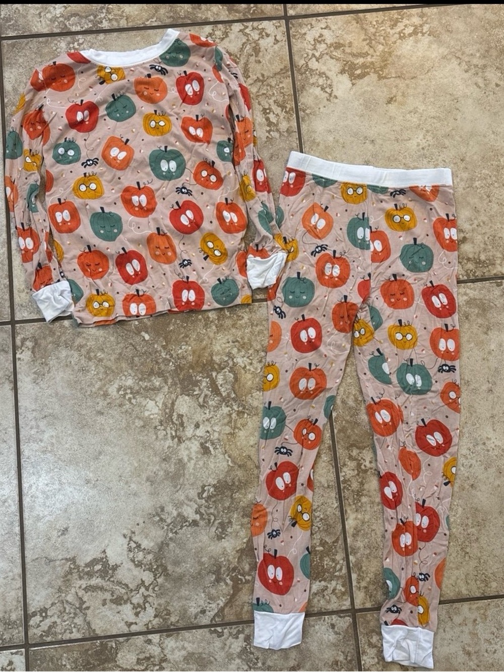 Little Sleepies Pumpkin Party Bamboo Pajama Set Size 7/8